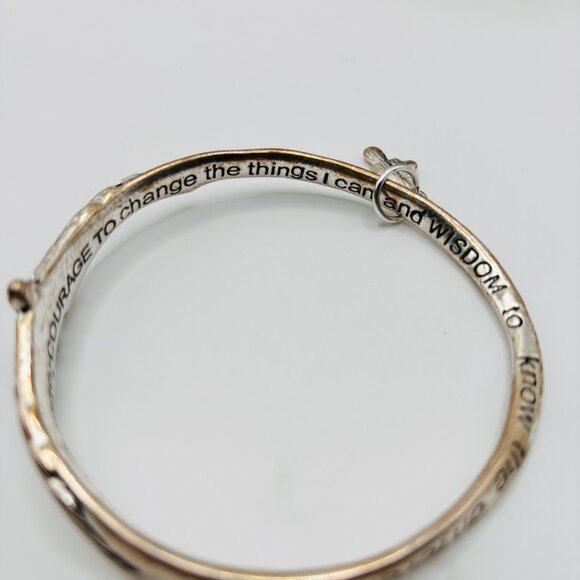 Silver Tone Angel Wings Bangle Bracelet Serenity Prayer Engraved Inspirational - Picture 5 of 6